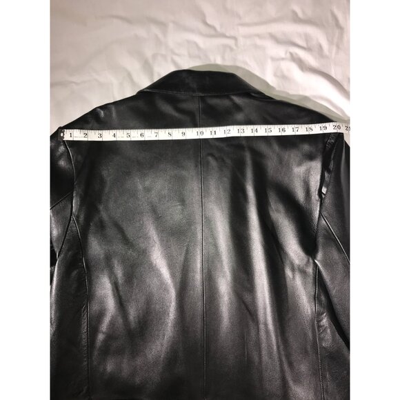 Michael Michelle Men Black Leather 3 Button 4 Pocket Blazer - Picture 9 of 10